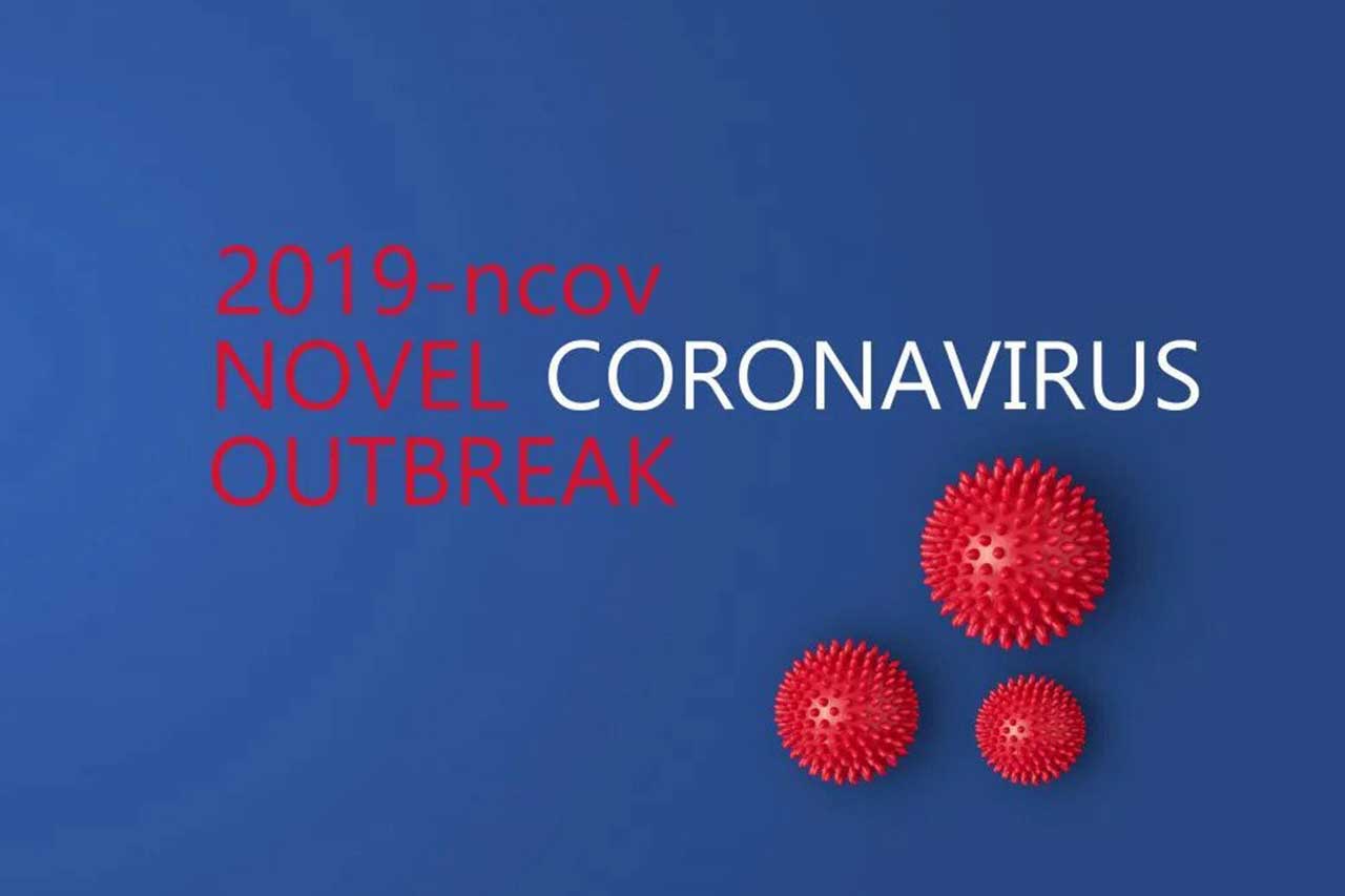 Abstarct virus strain model of Novel coronavirus 2019-nCoV with text on blue background. Virus Pandemic Protection Concept. New 2019 n-CoV cases concept. Image credit: nunataki / 123rf